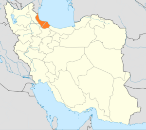 Map of Iran with Gilan highlighted