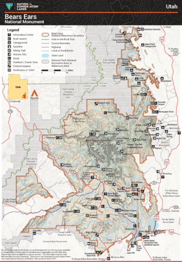 Map, Bears Ears National Monument, Utah, United States, 2017