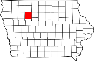 Map of Iowa highlighting Pocahontas County