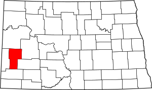 Map of North Dakota highlighting Billings County