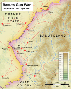 Map of the Basuto Gun War (1800-1881)