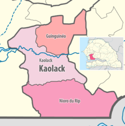 Map of the departments of the Kaolack region of Senegal