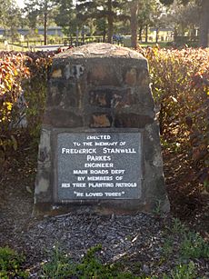Memorial to Frederick Stanwell Parkes at Petrie Road Rest Area at Petrie, Queensland