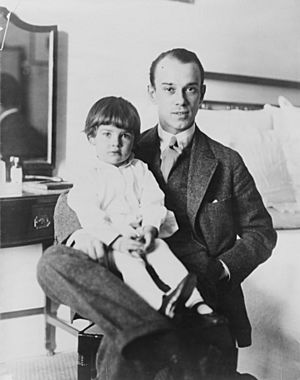Mr. Nijinsky and his little daughter at his apartments in the Biltmore (c. 1916)