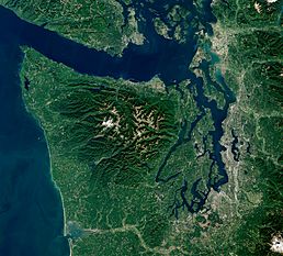 Olympic Peninsula with Puget Sound by Sentinel-2, 2018-09-28 (small version)