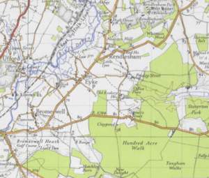 Ordnance Survey map of Eyke Suffork