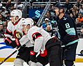 Ottawa Senators at Seattle Kraken - 2024-01-04 - Brady Tkachuk, Brian Dumoulin and Drake Batherson (53452076180)
