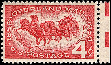 Overland Mail commemorative stamp, 4c, 1958 issue