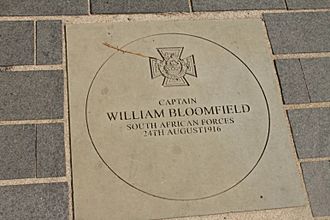 Pavement plaque to William Bloomfield VC, Union Canal, Edinburgh
