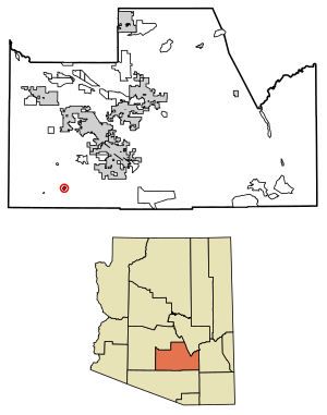 Location of Tat Momoli in Pinal County, Arizona.