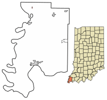 Location of Griffin in Posey County, Indiana.