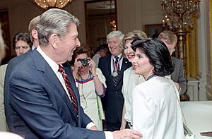 President Ronald Reagan greeting Gloria Allred