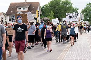 Protesters along and around 38th Street in Minneapolis on Tuesday after the death of George Floyd in Minneapolis, Minnesota, 03