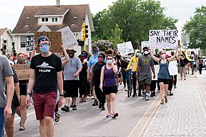 Protesters along and around 38th Street in Minneapolis on Tuesday after the death of George Floyd in Minneapolis, Minnesota, 03