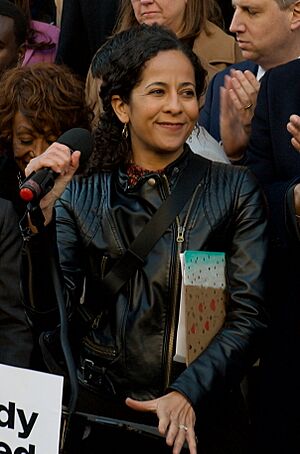 Rahna Epting at the Treasury Building protest