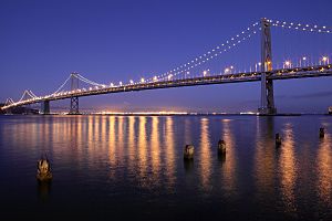 San Francisco Oakland Bay Bridge at night