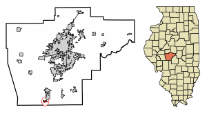 Location of Thayer in Sangamon County, Illinois.