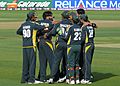 Shahid Afridi Mohammad Aamer Fawad Alam Kamran Akmal Shazaib Hasan Huddle