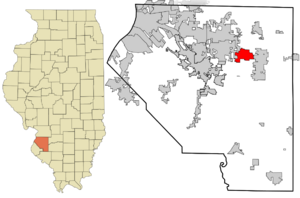 St. Clair County Illinois incorporated and unincorporated areas Scott AFB highlighted