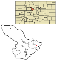 Location of Montezuma in Summit County, Colorado.