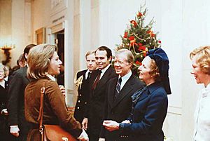 Thatcher greets daughter Carol with Carters 1979