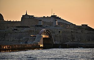 The Breakwater Bridge in Valletta at Dusk.jpg