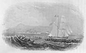 The Messenger of Peace leaving Aitutaki. London, Snow, 1837 (cropped)