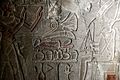 The name of god Amun was erased, probably during Amarna era of Akhenaten. Detail of stela of Djeserka, a doorkeeper of the Amun temple at Thebes. From Thebes, Egypt. The Petrie Museum of Egyptian Archaeology, London