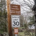 Towne Street Historic District sign, North Attleborough, Massachusetts