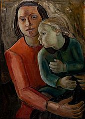 Ung Pige og Barn.Elisa Maria Boglino.Olie på lærred.1933