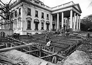 View of the Northeast Corner of the White House during the Renovation-11-06-1950