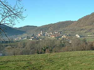 Vue sur le village de Bénonces dans l'Ain