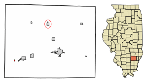 Location of Keenes in Wayne County, Illinois.