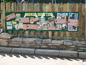 World War Zoo Gardens sign, Newquay Zoo, June 2011