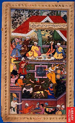 1508-Babur celebrates the birth of Humayun in the Chahar Bagh of Kabul