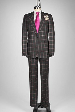 2007 Paul Smith suit, merino wool with pink windowpane check
