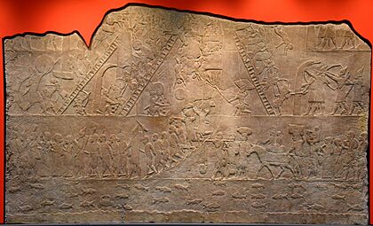 Ashurbanipal II's army attacking Memphis, Egypt, 645-635 BCE, from Nineveh, Iraq. British Museum