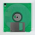 Back of floppy disk with transparent case