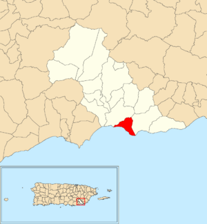 Location of Bajo within the municipality of Patillas shown in red