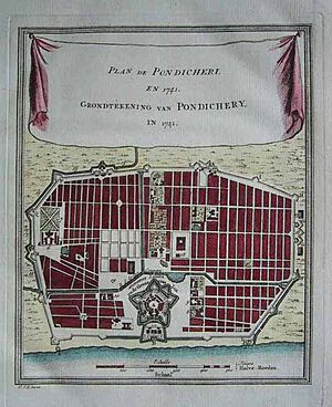 Bellin's plan of Pondicherry, a copperplate engraving