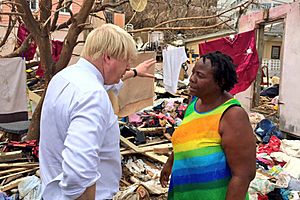 Boris Johnson in the British Virgin Islands after Irma