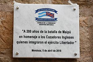 British Legions in Cerro de la Gloria en Mendoza, Argentina