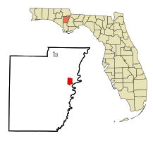 Location in Calhoun County and the state of Florida