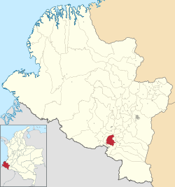 Location of the municipality and town of Pupiales in the Nariño Department of Colombia.