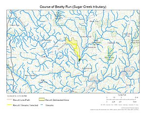 Course of Beatty Run (Sugar Creek tributary)