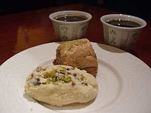Date Maamul, Pistachio Baklava and Coffee - Moroccan Soup Bar