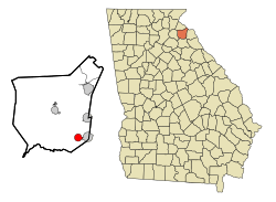 Location in Franklin County and the state of Georgia
