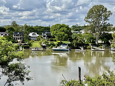 Houses in Yeronga, seen across the Brisbane River, Queensland, 2021, 01.jpg