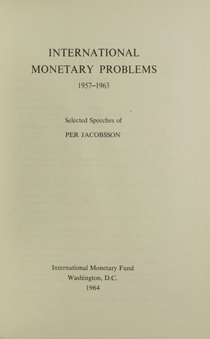 Jacobsson - International monetary problems, 1964 - 5221746