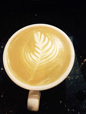Latte art in the style of a feather